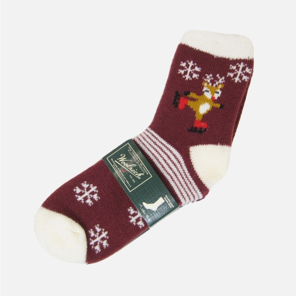 Woolrich Maroon and Cream Reindeer Socks